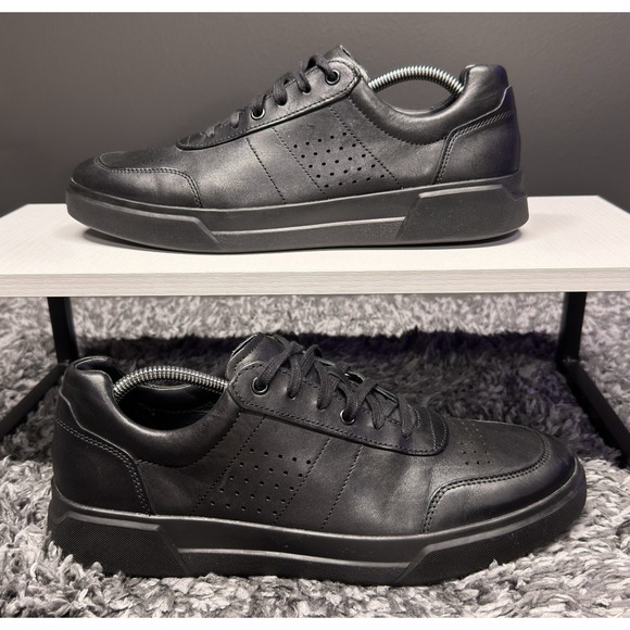 Vince Shoes Sneakers Mens Size 11 Black Leather Casual Minimalist Office Luxe - Picture 2 of 11